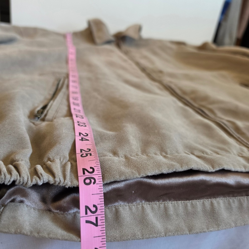 Weatherproof Mens Tan Microfiber Faux Suede Full Zip Bomber Jacket Large - Picture 7 of 16
